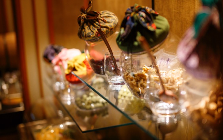 Snacks served in a drawstring pouch at SORA