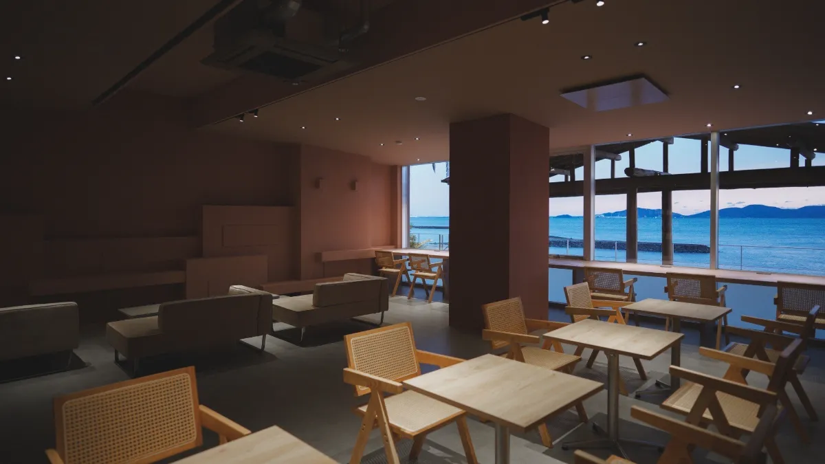 A calm space shaped by the bones of the original bathhouse
